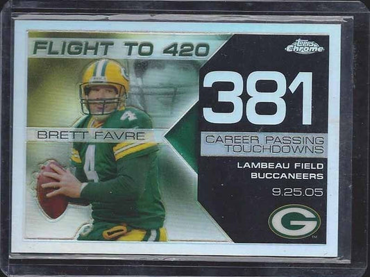 BRETT FAVRE 2008 TOPPS CHROME FLIGHT TO 420 REFRACTOR TD # 381 #D 75/199