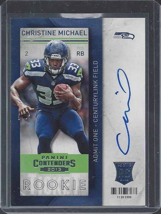 CHRISTINE MICHAEL 2013 PANINI CONTENDERS SP VARIATION ON CARD ROOKIE AUTO RC 203