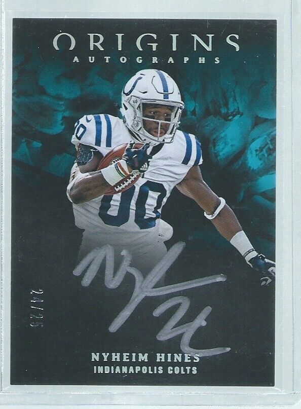 NYHEIM HINES 2018 PANINI ORIGINS ON CARD AUTO TEAL AQUA RC #D 24/25