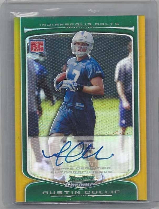 AUSTIN COLLIE 2009 BOWMAN CHROME GOLD REFRACTOR COLTS ROOKIE AUTO RC #D 14/25