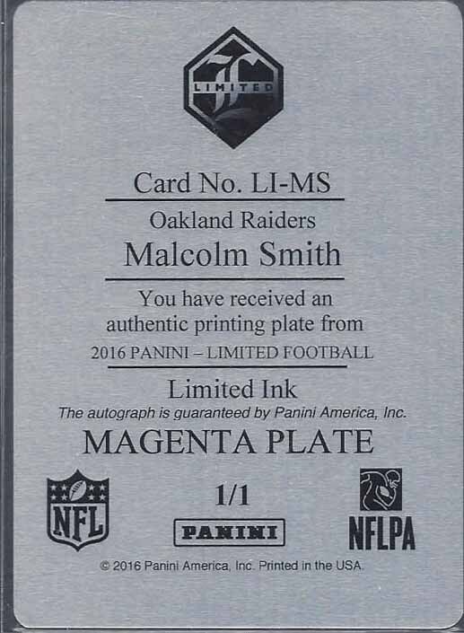 MALCOLM SMITH 2016 LIMITED INK MAGENTA PRINTING PLATE AUTO #D 1/1