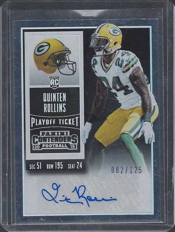 QUINTEN ROLLINS 2015 CONTENDERS PLAYOFF TICKET PACKERS ROOKIE AUTO RC #D 82/125