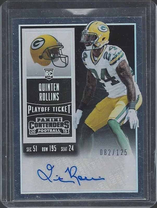 QUINTEN ROLLINS 2015 CONTENDERS PLAYOFF TICKET PACKERS ROOKIE AUTO RC #D 82/125