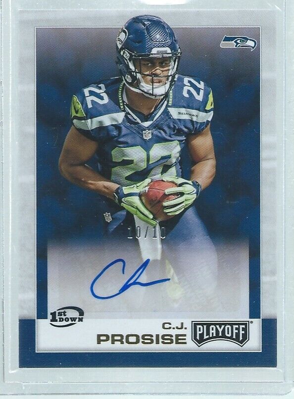 CJ PROSISE 2016 PANINI PLAYOFF FIRST DOWN GOLD AUTO RC #D 10/10