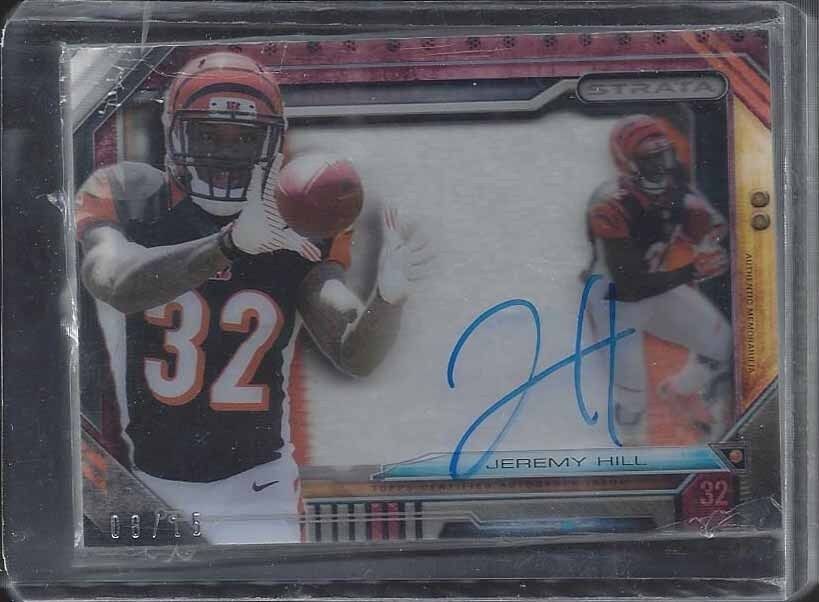 JEREMY HILL 2014 TOPPS STRATA SIGNATURE RELIC RED JUMBO PATCH AUTO RC #D 8/15