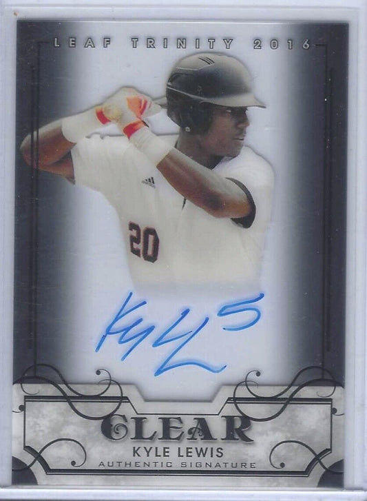 KYLE LEWIS 2016 LEAF TRINITY CLEAR PROSPECT ON CARD AUTO #CA-KL1