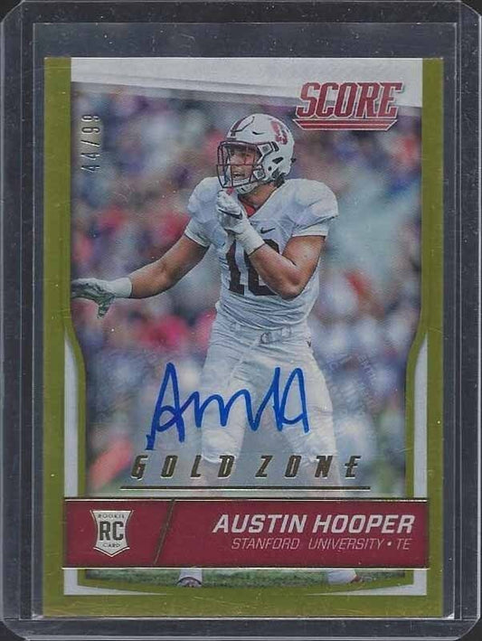 AUSTIN HOOPER 2016 SCORE GOLD ZONE FALCONS STANFORD ROOKIE AUTO RC #D 44/99