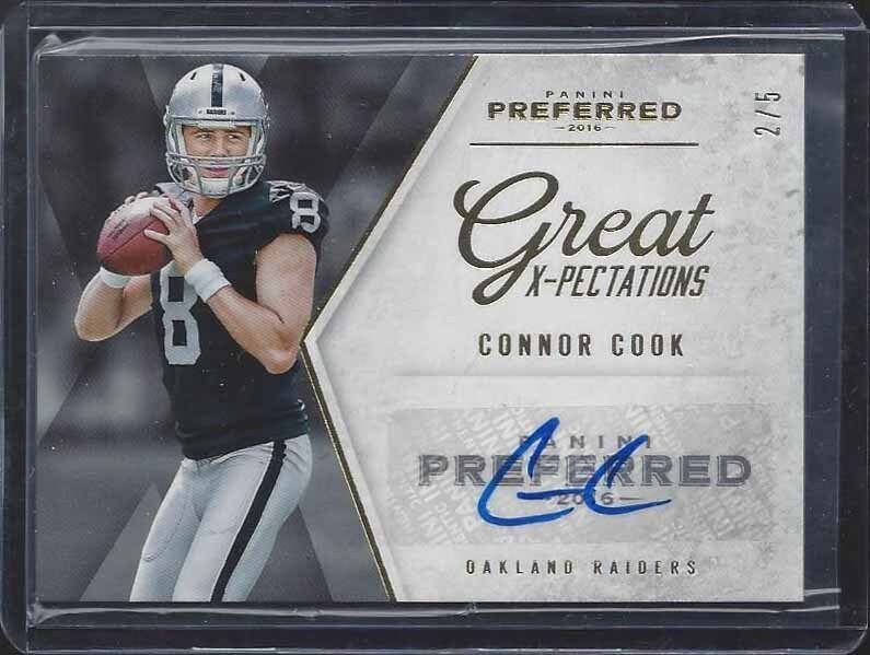 CONNOR COOK 2016 PANINI PREFERRED GREAT X-PECTATIONS GOLD ROOKIE AUTO RC #D 2/5