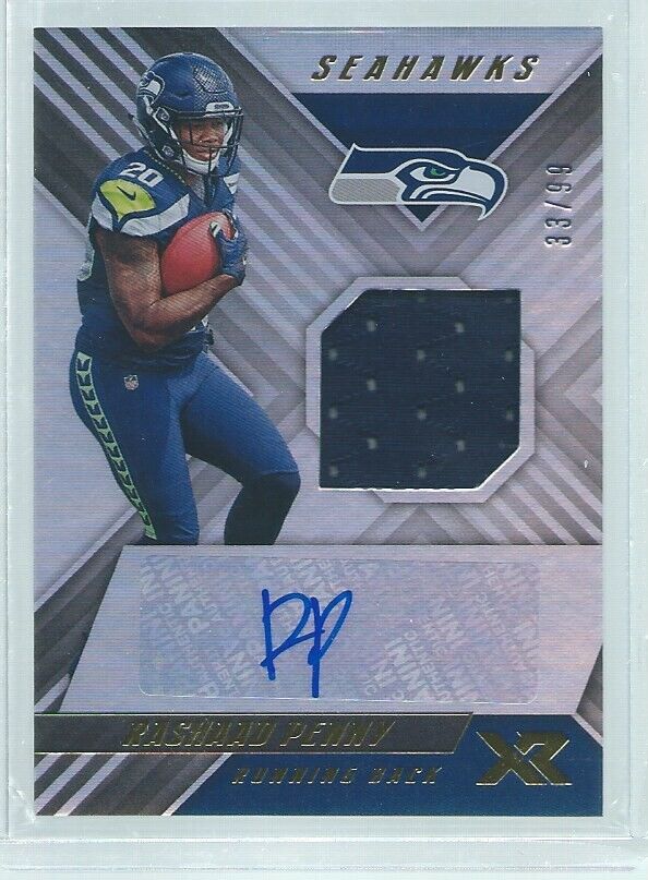 RASHAAD PENNY 2018 PANINI XR JERSEY AUTO RC #D 33/99