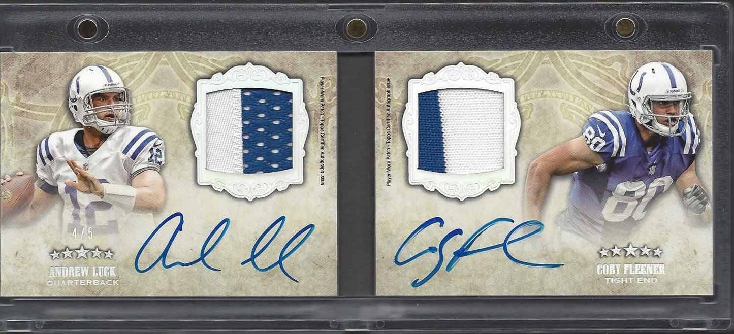 ANDREW LUCK FLEENER 2012 TOPPS 5 FIVE STAR RAINBOW BOOK DUAL PATCH AUTO RC #D /5