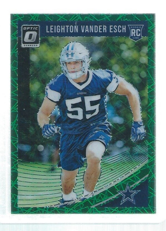 LEIGHTON VANDER ESCH 2018 DONRUSS OPTIC HOLO GREEN LAZER SP RC #115