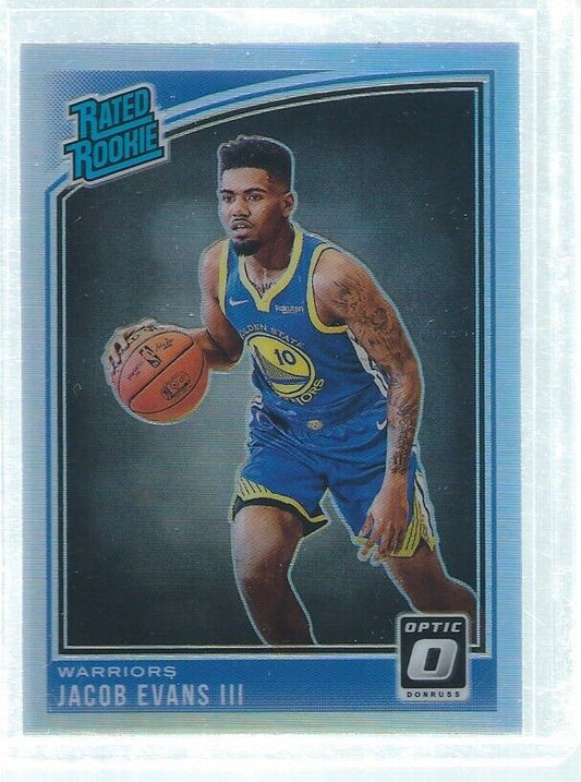 JACOB EVANS III 2018-19 PANINI DONRUSS OPTIC SILVER HOLO PRIZMS RC #178