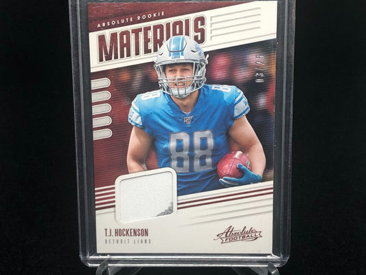 TJ HOCKENSON 2019 ABSOLUTE ROOKIE MATERIALS 2 CLR PATCH RC #D 3/25