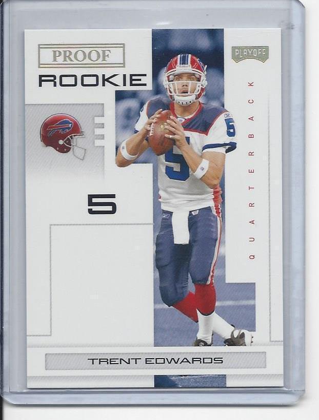1/1 TRENT EDWARDS 2007 PLAYOFFS PROOF ROOKIE GOLD RC #D 5/10 HIS JERSEY #5!!!