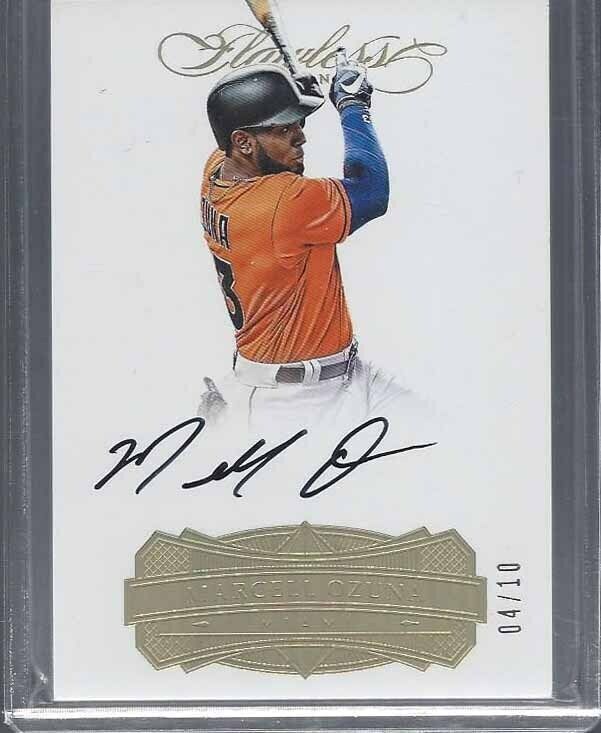 MARCELL OZUNA 2017 PANINI FLAWLESS PLATINUM HOLOFOIL ON CARD AUTO #D 4/10