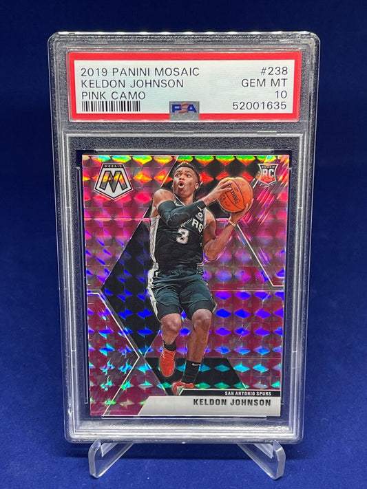 KELDON JOHNSON 2019-20 PANINI MOSAIC PINK CAMO PRIZM ROOKIE RC #238 PSA 10