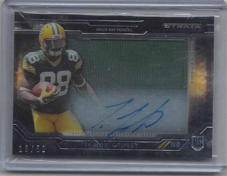 TY MONTGOMERY 2016 TOPPS STRATA CLEAR CUT JUMBO PACKERS JERSEY ON CARD AUTO RC