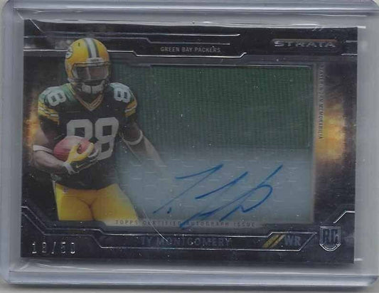 TY MONTGOMERY 2016 TOPPS STRATA CLEAR CUT JUMBO PACKERS JERSEY ON CARD AUTO RC