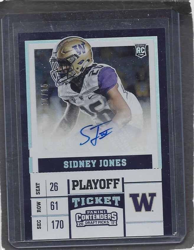 SIDNEY JONES 2017 CONTENDERS DRAFT PLAYOFF TICKET ROOKIE AUTO RC #D 14/15