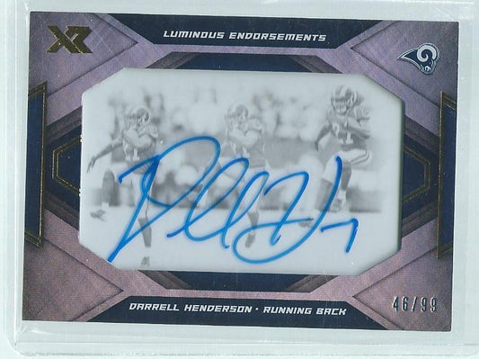DARRELL HENDERSON 2019 PANINI XR LUMINOUS ENDORSEMENTS ON CARD AUTO RC #D 46/99