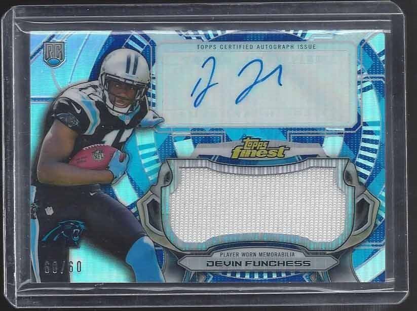DEVIN FUNCHESS 2015 FINEST DIAMOND REFRACTOR JUMBO JERSEY AUTO RC #D 60/60