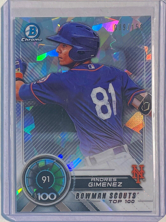 ANDRES GIMENEZ 2018 BOWMAN CHROME TOP 100 PROSPECT ATOMIC REFRACTOR #D 009/150