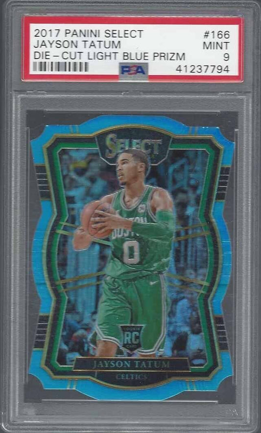 JAYSON TATUM 2017-18 SELECT LIGHT BLUE PRIZM DIE CUT RC #D 102/185 PSA 9 MINT