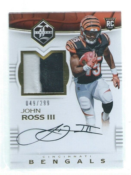 JOHN ROSS III 2017 PANINI LIMITED 2 COLOR PATCH ON CARD AUTO RC #D 49/299