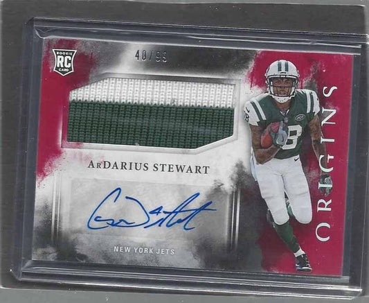 ARDARIUS STEWART 2017 PANINI ORIGINS RED RPA JETS ROOKIE PATCH AUTO RC #D 40/99