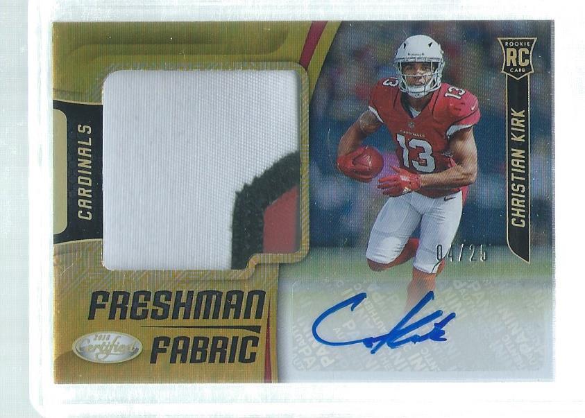 CHRISTIAN KIRK 2018 CERTIFIED FRESHMAN FABRIC 3 COLOR PATCH AUTO GOLD RC #D /25