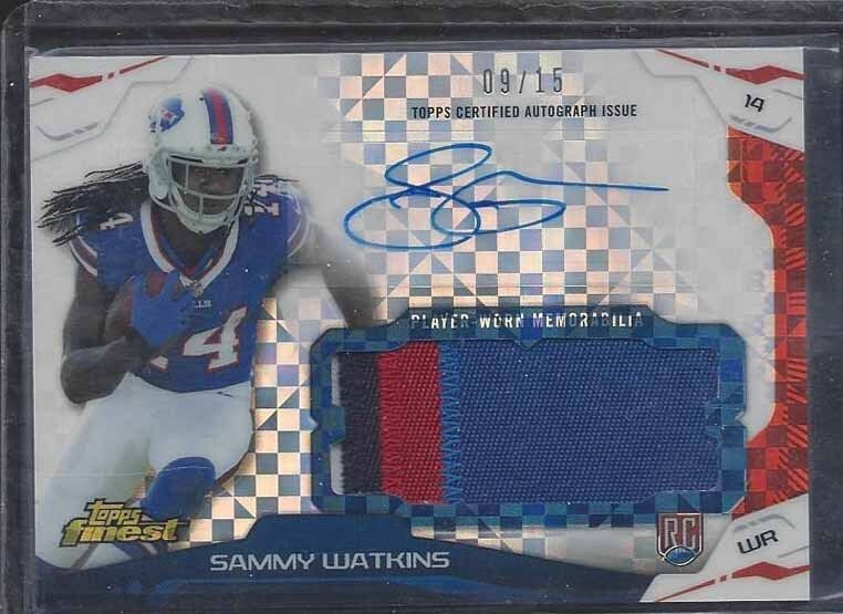 SAMMY WATKINS 2014 TOPPS FINEST XFRACTOR RPA JUMBO 4 COLOR PATCH AUTO RC #D 9/15