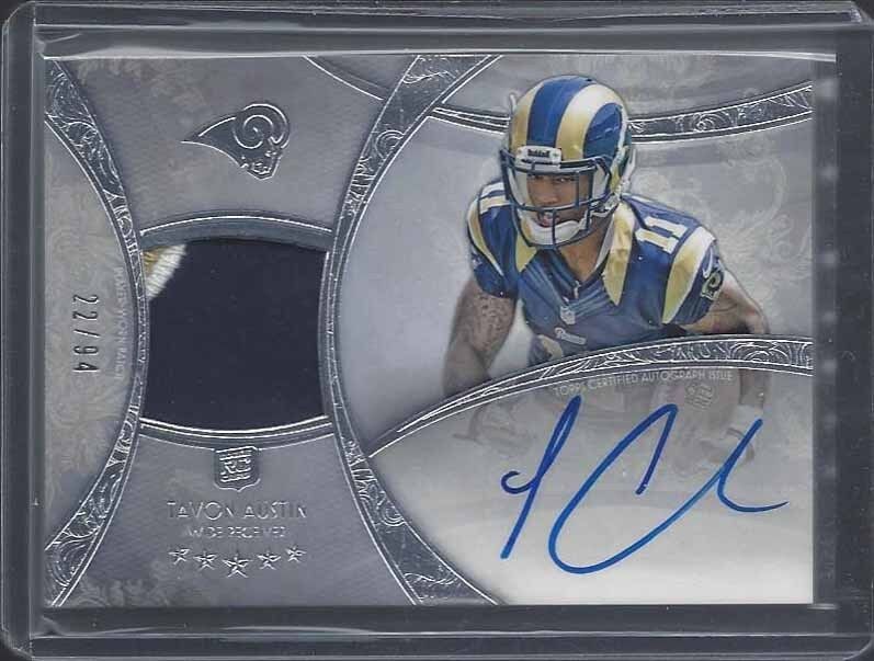 TAVON AUSTIN 2013 TOPPS 5 FIVE STAR RPA 3 COLOR ROOKIE PATCH AUTO RC #D 22/94