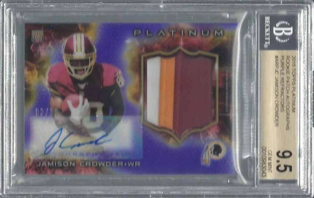JAMISON CROWDER 2015 TOPPS PLATINUM PURPLE PATCH AUTO RC /10 BGS 9.5 10 POP 1/1