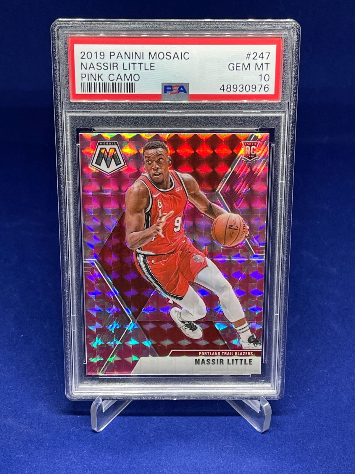 NASIR LITTLE 2019-20 PANINI MOSAIC PINK CAMO PRIZM ROOKIE RC #247 PSA 10 GEM