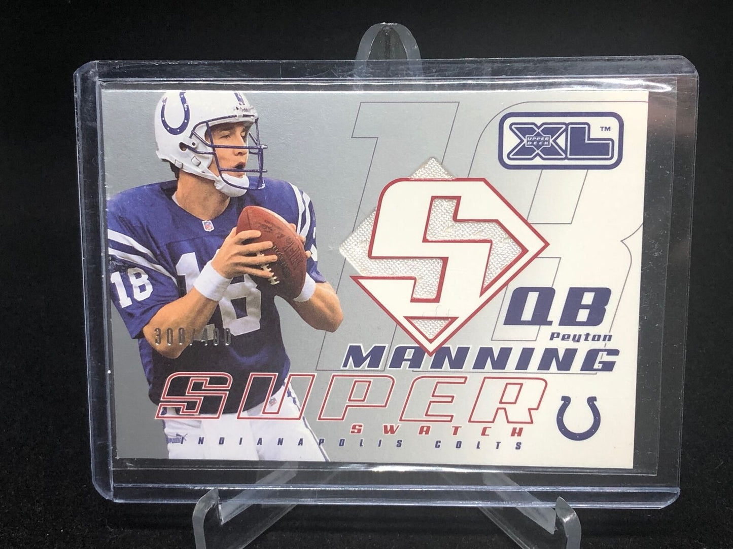 PEYTON MANNING 2002 UPPER DECK SUPER SWATCH GAME USED JERSEY RELIC #D 308/400
