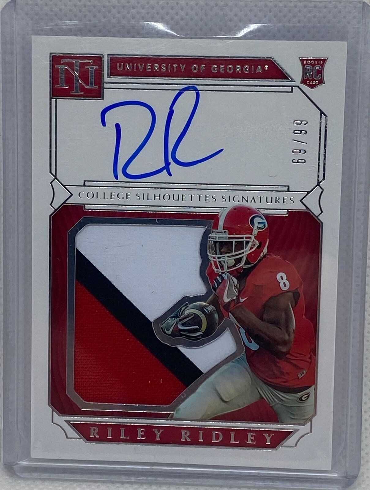 RILEY RIDLEY 2019 PANINI NATIONAL TREASURES COLLEGIATE PATCH AUTO RC #D 69/99