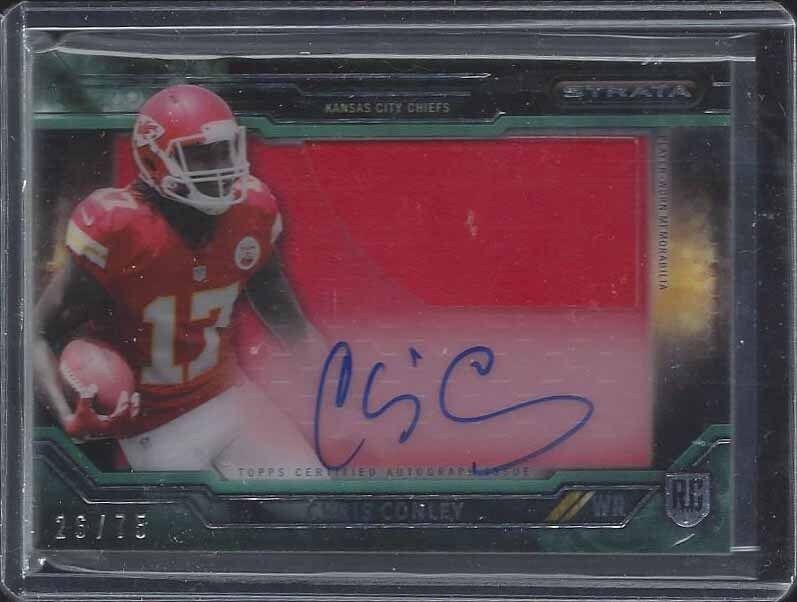 CHRIS CONLEY 2015 TOPPS STRATA CLEAR CUT GREEN JUMBO JERSEY ON CARD AUTO RC /75