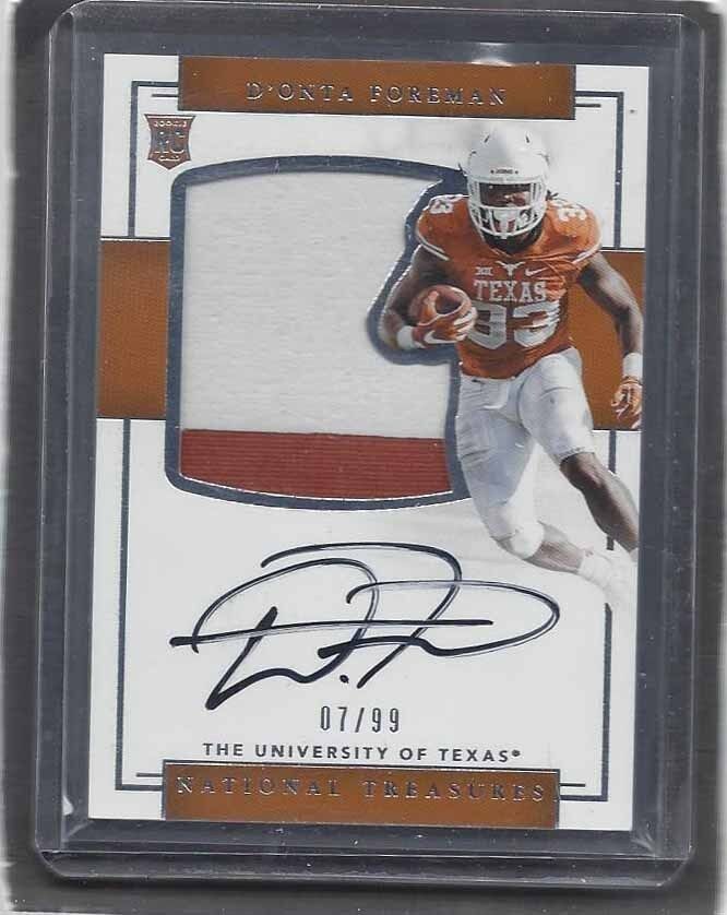 D'ONTA FOREMAN 2017 NATIONAL TREASURES RPA 2 COLOR TEXAS PATCH AUTO RC #D 7/99