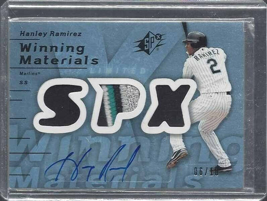 HANLEY RAMIREZ 2007 SPX WINNING MATERIALS BLACK TRIPLE 5 COLOR PATCH AUTO #D /10