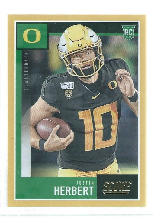 JUSTIN HERBERT 2020 SCORE YELLOW GOLD ROOKIE RC SP #362