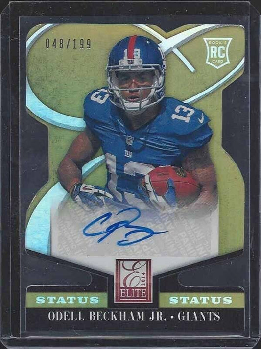 ODELL BECKHAM JR 2014 ELITE STATUS GOLD DIE CUT ROOKIE AUTO RC #D 48/199