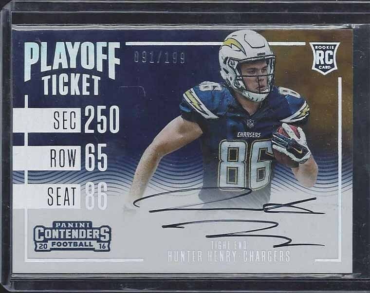 HUNTER HENRY 2016 PANINI CONTENDERS PLAYOFF TICKET ROOKIE AUTO RC #D /199
