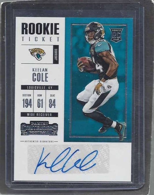 KEELAN COLE 2017 CONTENDERS ROOKIE TICKET JAGUARS AUTO RC #293