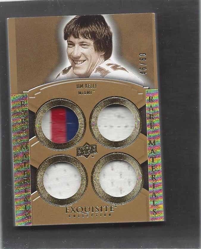 JIM KELLY 2010 UD EXQUISITE RARE MATERIALS QUAD 3 COLOR BILLS PATCH #D 46/60