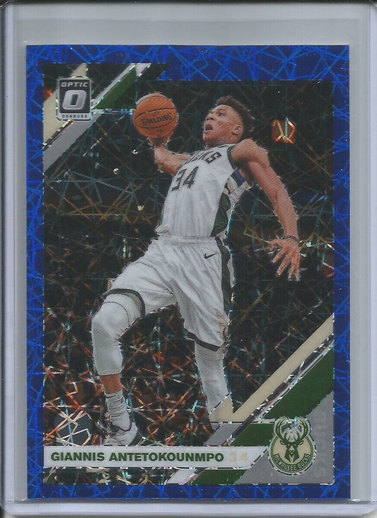 GIANNIS ANTETOKOUNMPO 2019-20 DONRUSS OPTIC BLUE VELOCITY HOLO PRIZM #81