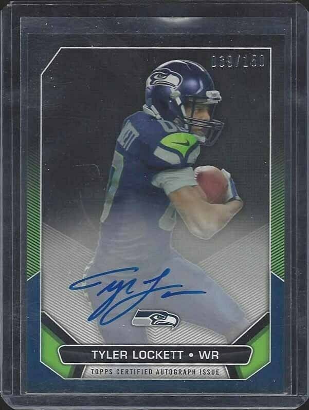 TYLER LOCKETT 2015 TOPPS ROOKIE PREMIERE PHOTO SHOOT TRP ON CARD AUTO RC #D /150