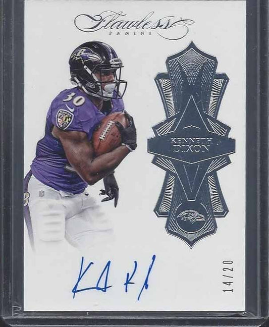 KENNETH DIXON 2016 PANINI FLAWLESS SILVER RAVENS ON CARD ROOKIE AUTO RC #D 14/20