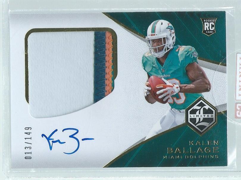 KALEN BALLAGE 2018 PANINI LIMITED 4 COLOR PATCH ON CARD AUTO RC #D 13/149