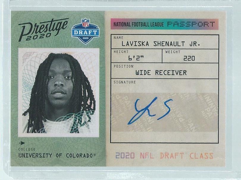 LAVISKA SHENAULT JR. 2020 PANINI PRESTIGE NFL DRAFT CLASS AUTO RC