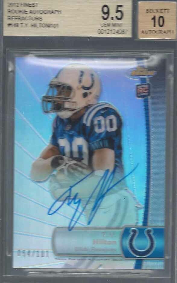 T.Y. HILTON 2012 TOPPS FINEST REFRACTOR ON CARD AUTO RC /101 BGS 9.5 w 10 AU GEM